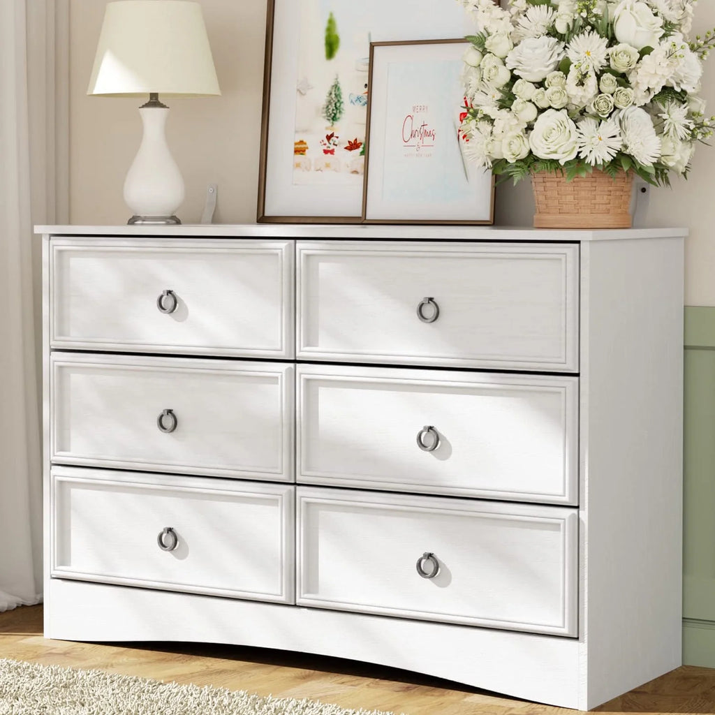 Gray 6 Drawer Wood Dresser B895