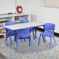 Blue Plastic Height Adjustable Activity Table Set with 4 Chairs H4188