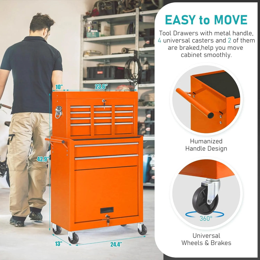 Rolling Metal 8 Drawer Tool Chest & Cabinet S503