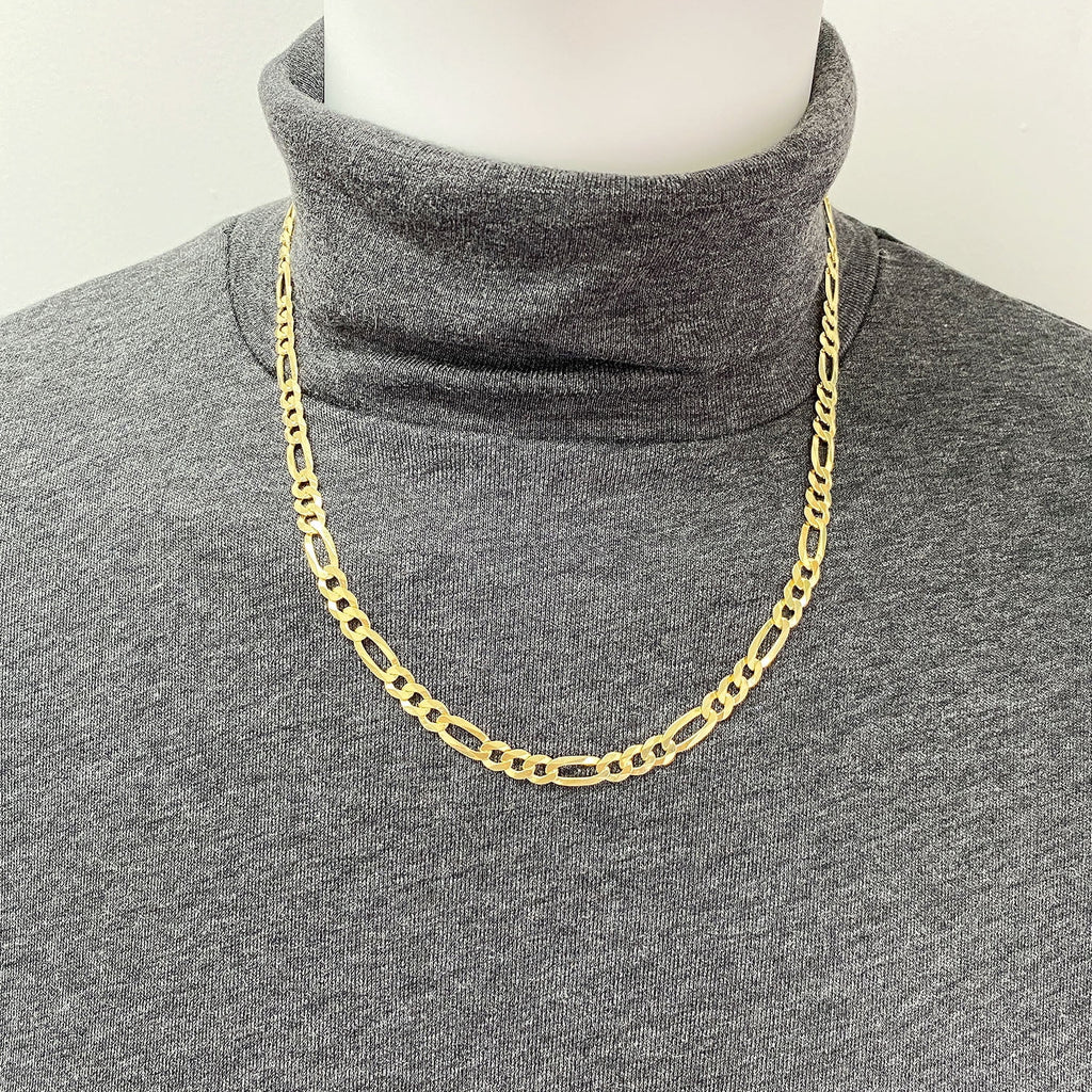 18K Gold Over Sterling Silver 6mm Figaro Chain Necklace R2778