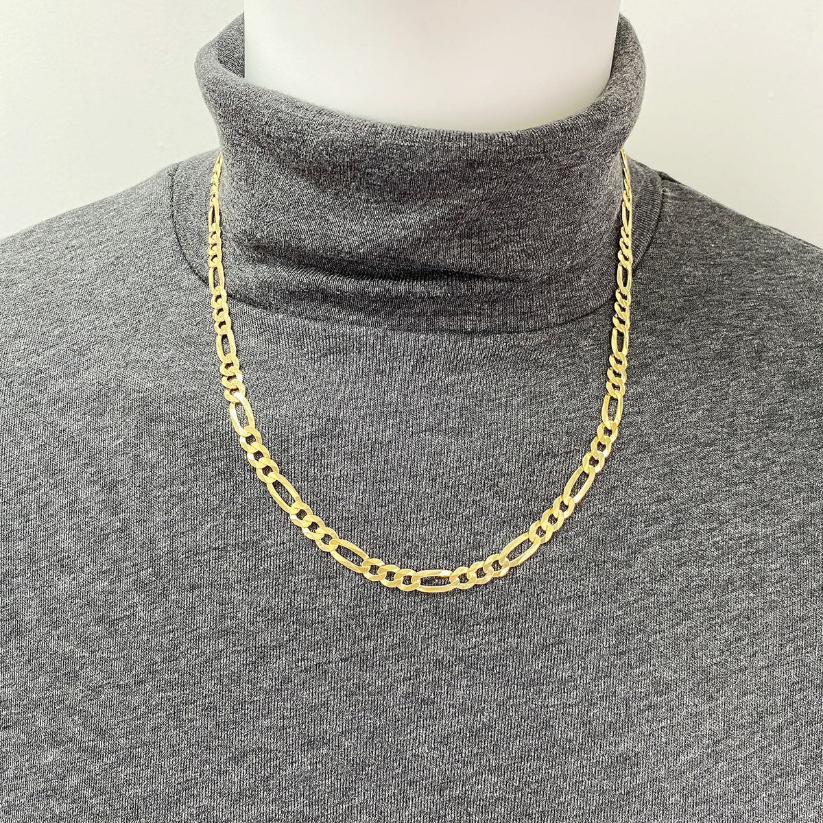 18K Gold Over Sterling Silver 6mm Figaro Chain Necklace R2778
