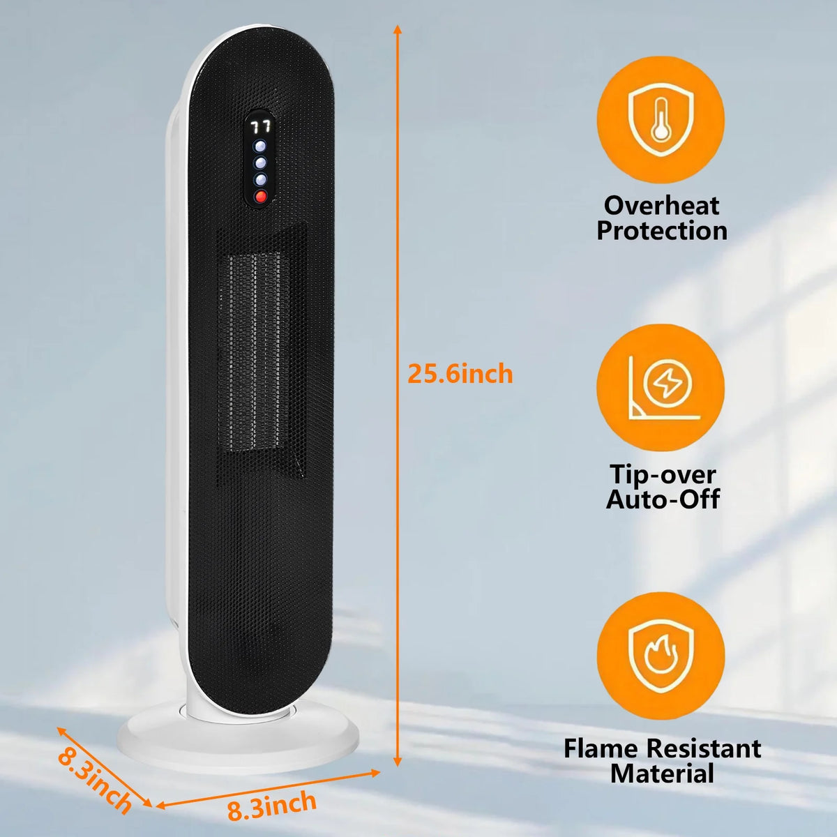 Portable Electric Heater with Thermostat, White L785