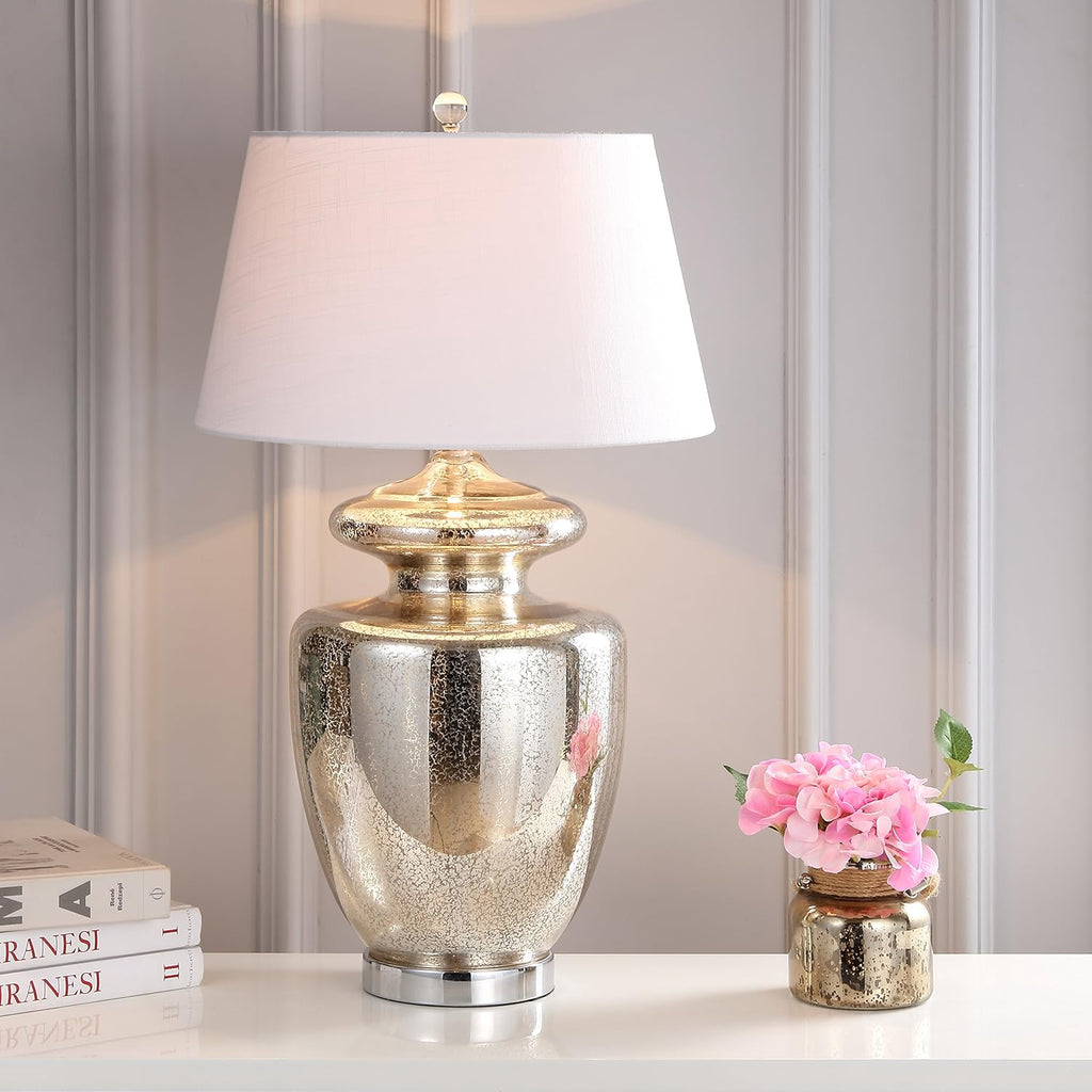 Glass LED Table Lamp Mercury Silver Ivory H2112