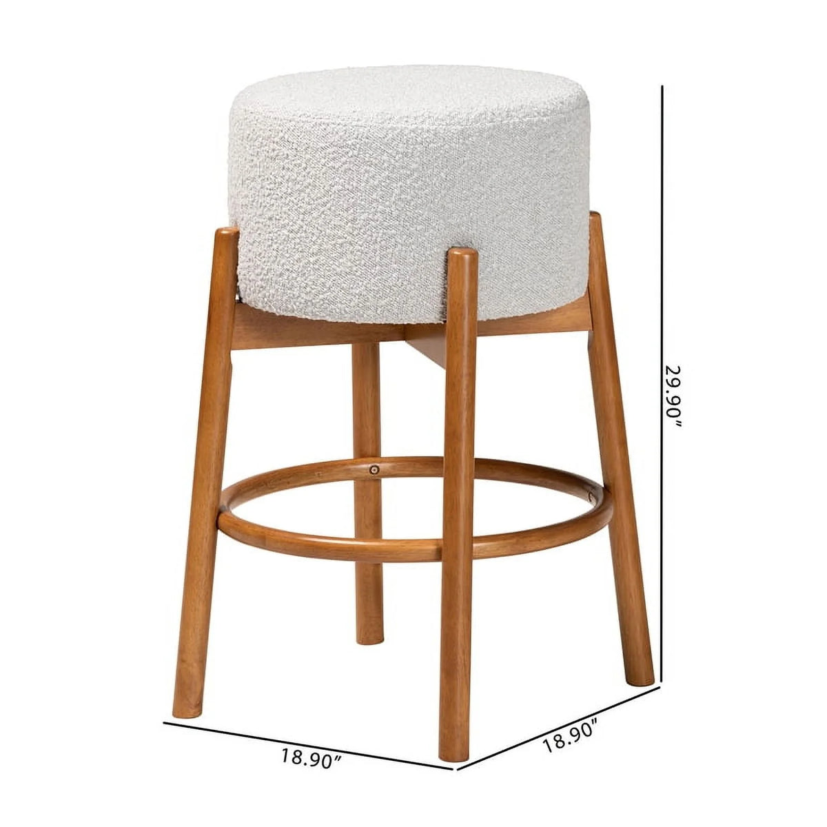 Light Gray Fabric and Brown Wood 2-Piece Bar Stool Set C29749