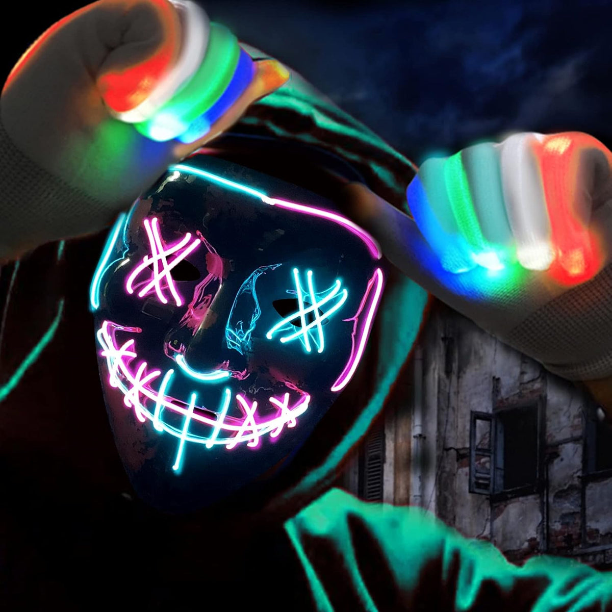 LED Light Up Mask with Gloves Kit E37372
