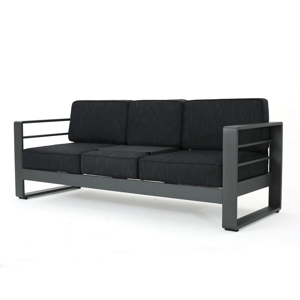 3 Seater Aluminum Loveseat Sofa with Tray L724295