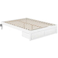 White Solid Wood Queen Bed with Foot Drawer S3118