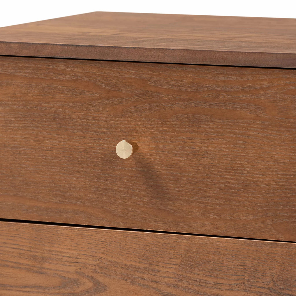 Ash Walnut Finished Wood 2-Drawer Nightstand V6344