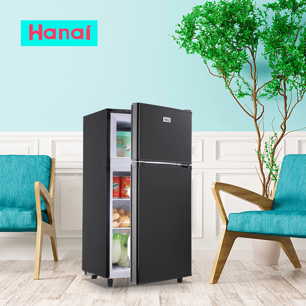 3.5 Cu.ft Dual Door Mini Fridge with Freezer Silver A9007