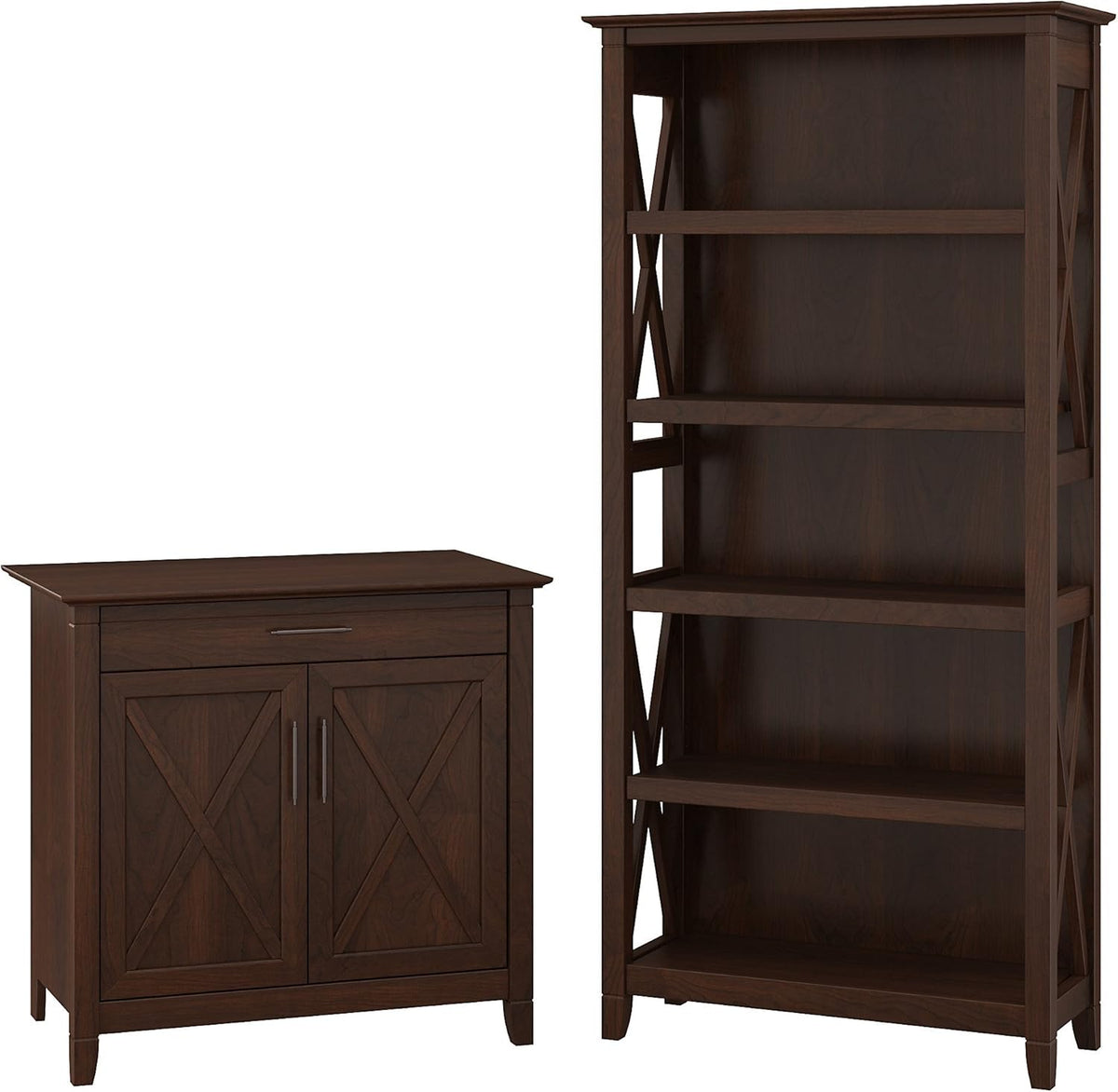Bing Cherry Secretary Desk with 5 Shelf Bookcase V5204