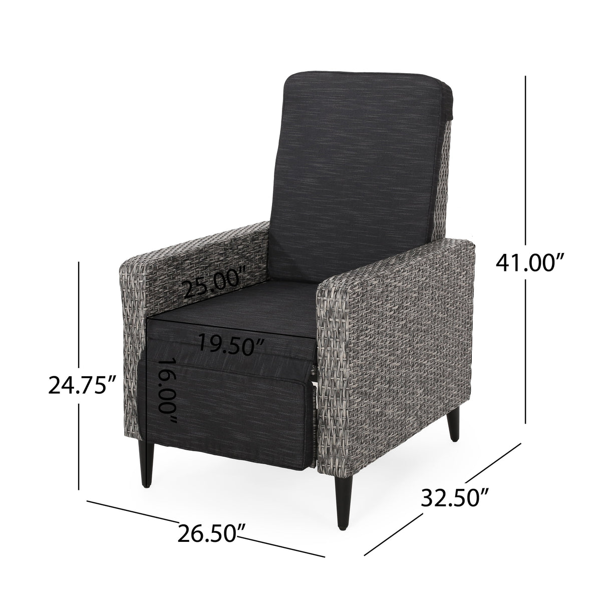 Set of 2 Wicker Outdoor Recliner with Cushion Q167247