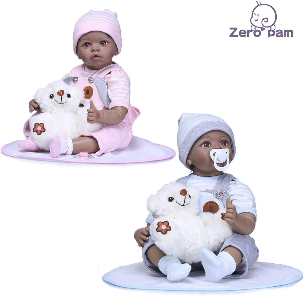 22 African American Reborn Baby Dolls 55cm Dark Skin Lifelike Newborn Dolls Twins V73468