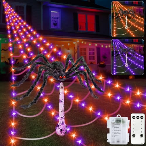 16.4 x 15.7 Ft Prelit Halloween Spider Web Net Lights with Timer L825