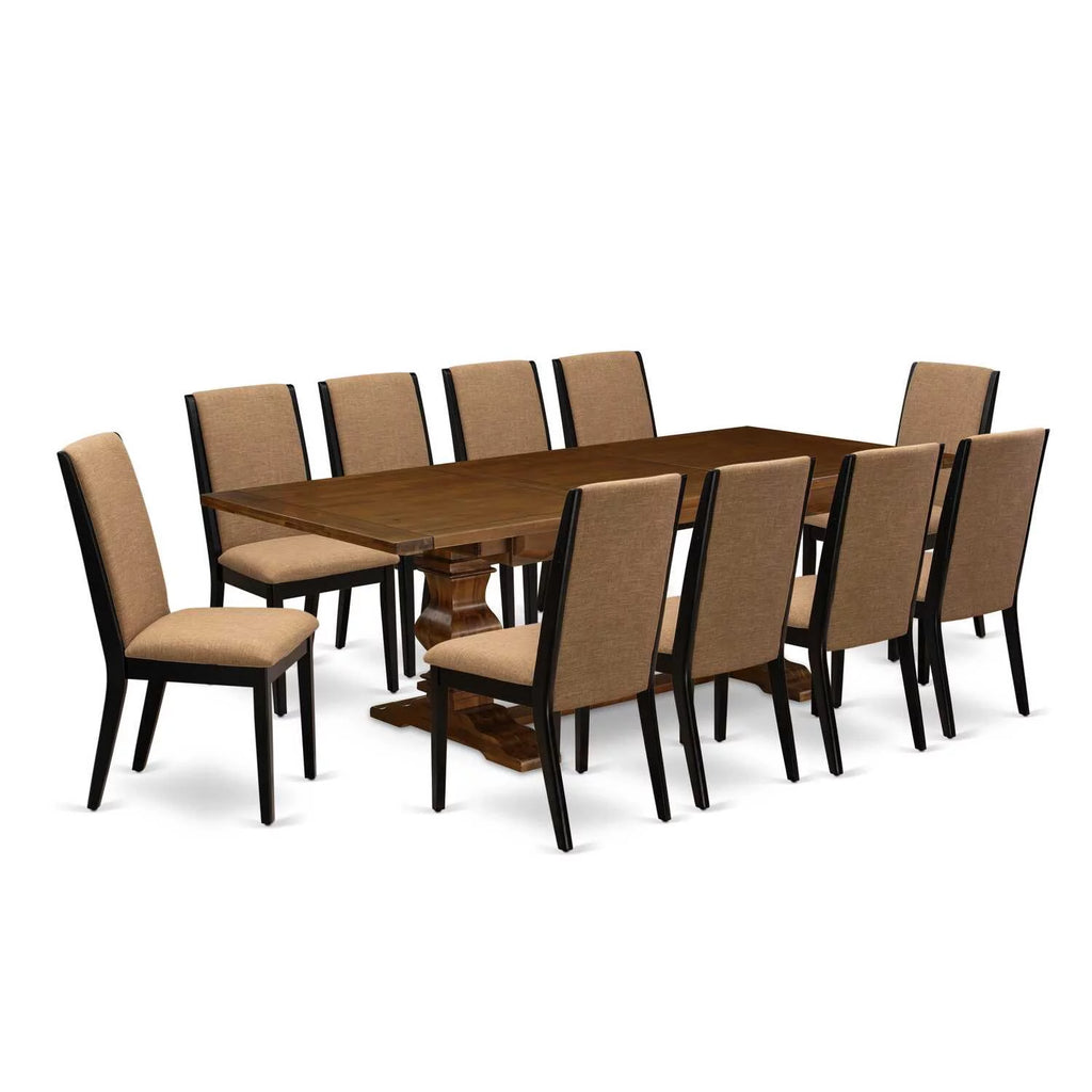 11-Pieces Dining Table Set with 10 Upholstered Chairs J5955