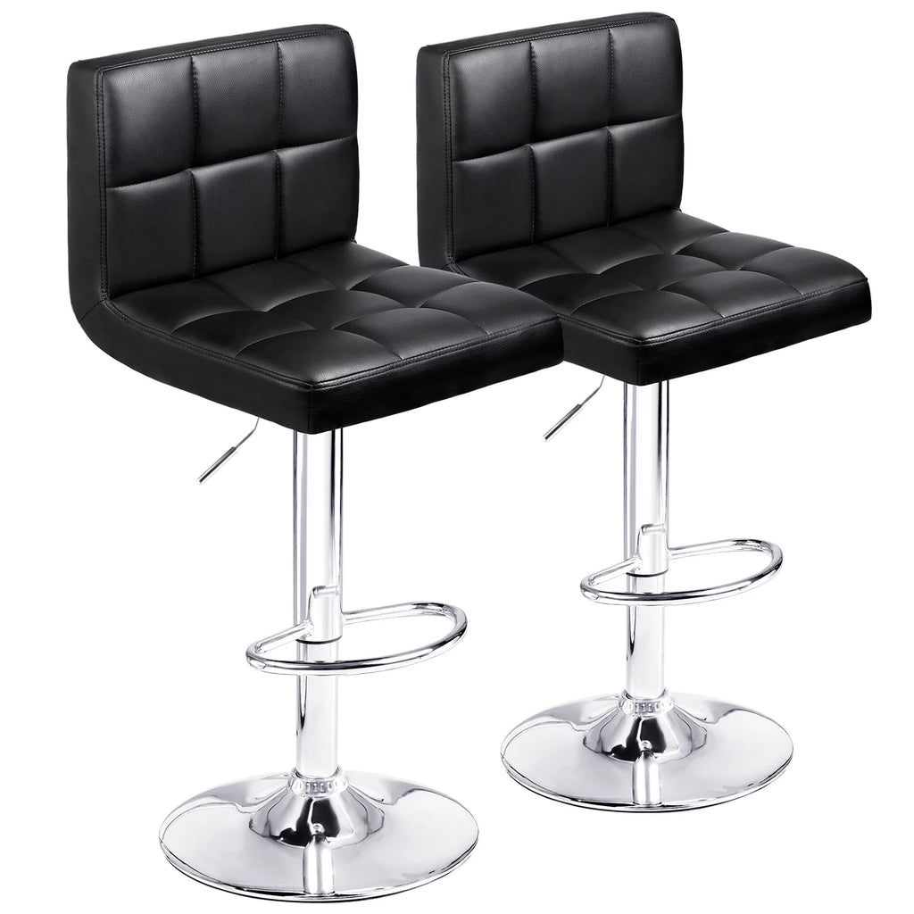 Set of 2 Black Adjustable Swivel Bar Stools Y38123