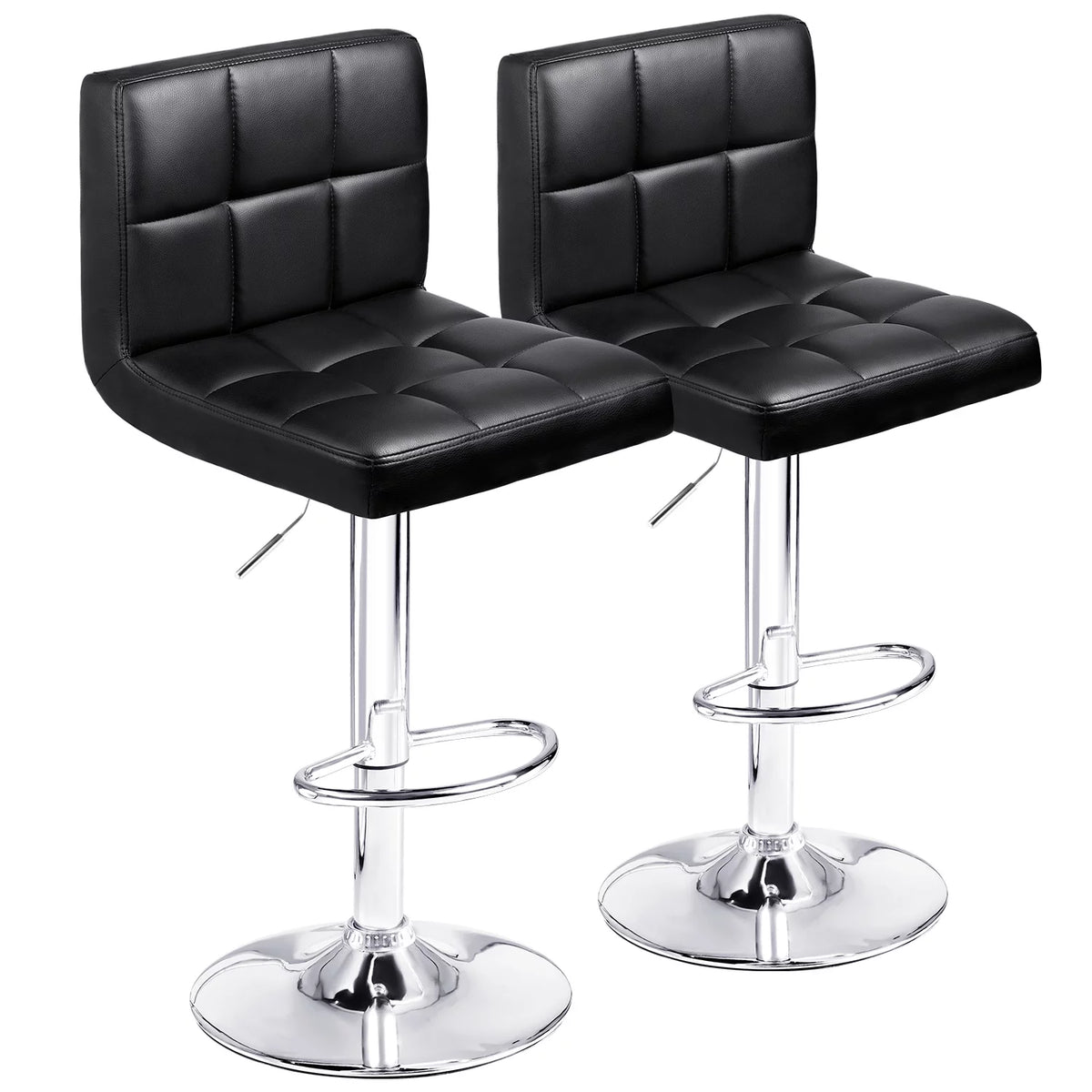 Set of 2 Black Adjustable Swivel Bar Stools Y38123
