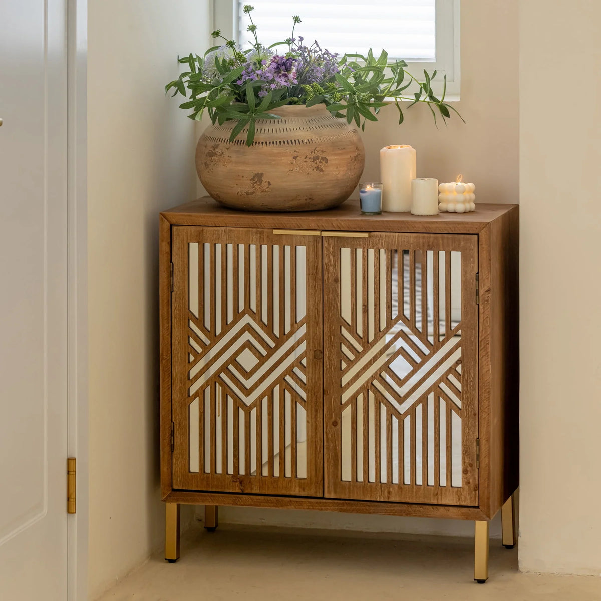 2-Door Accent Cabinet with Mirror Fronts R482
