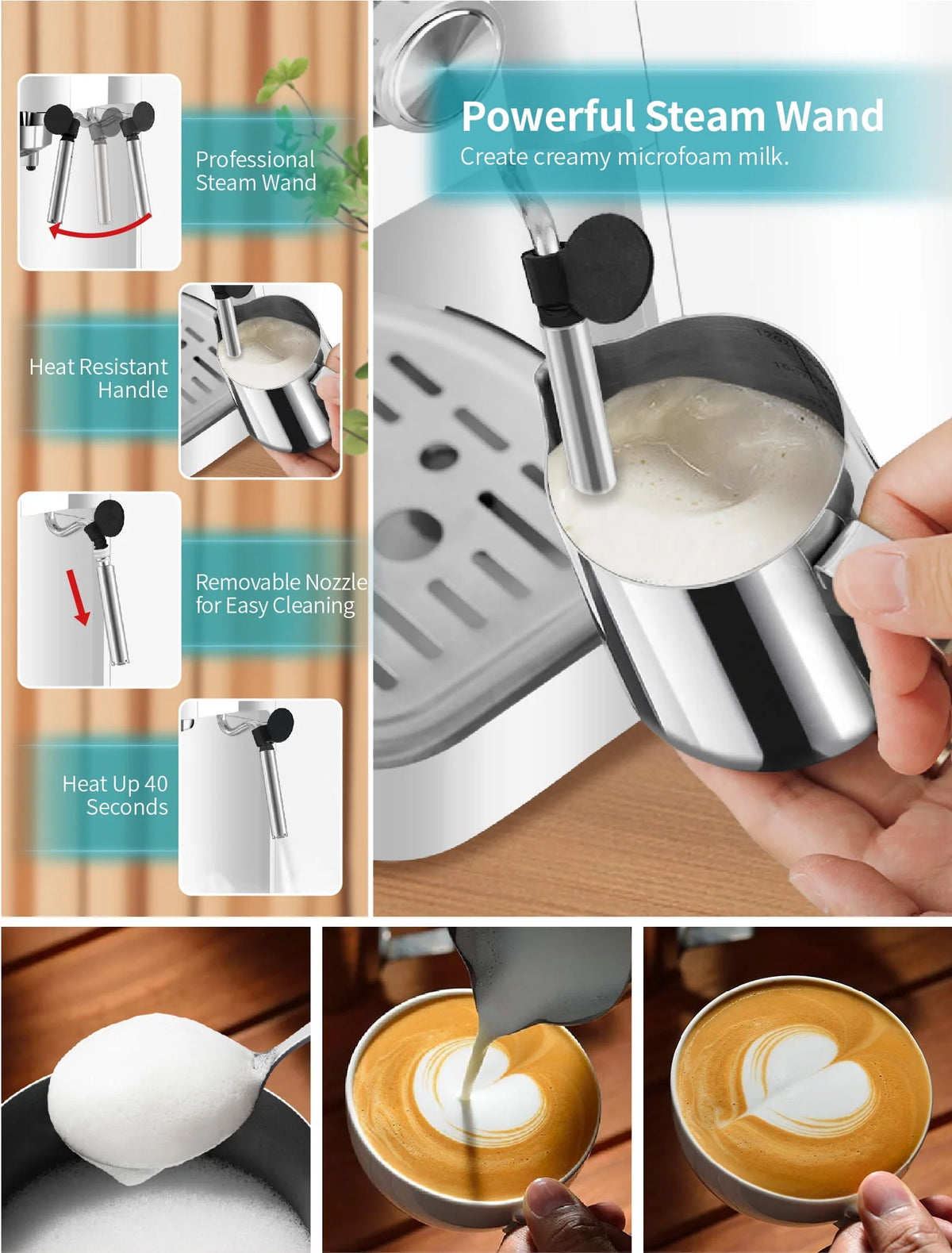 20 Bar Espresso Machine with Milk Frother Wand J74502