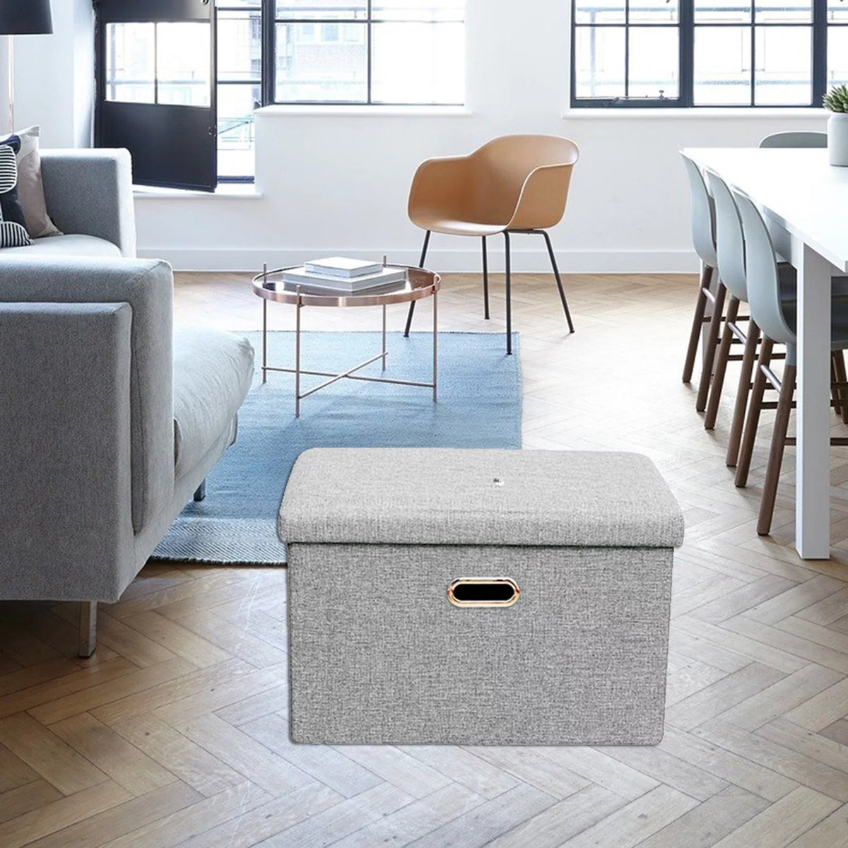 Collapsible Storage Ottoman Space Gray C70813