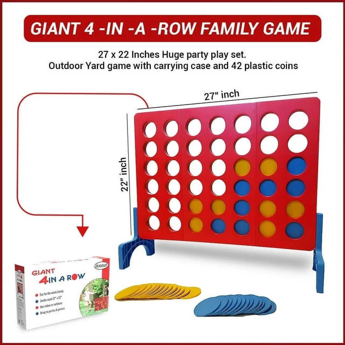 Giant 4 in-A-Row Outdoor Yard Game with Carrying Case O8981