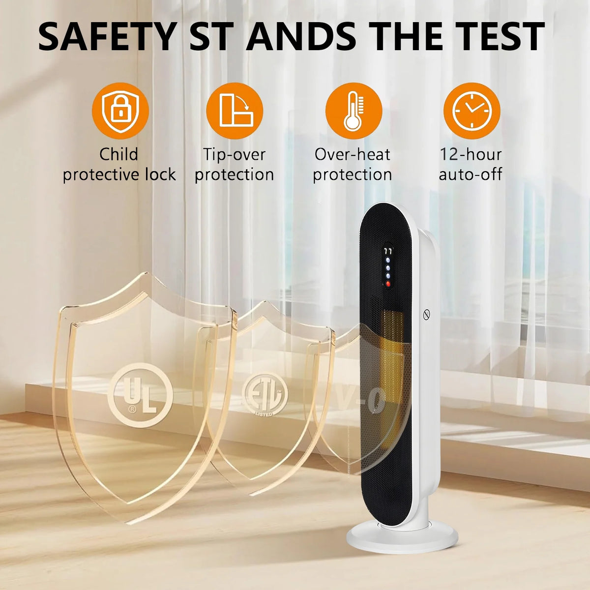Portable Electric Heater with Thermostat, White L785