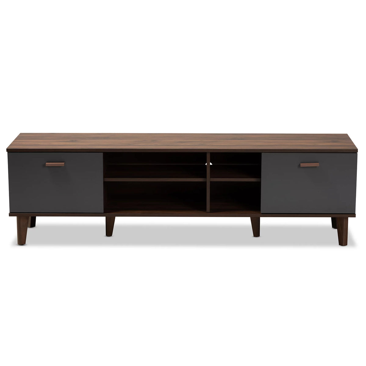 Walnut Brown and Grey Finished Wood TV Stand Q87923