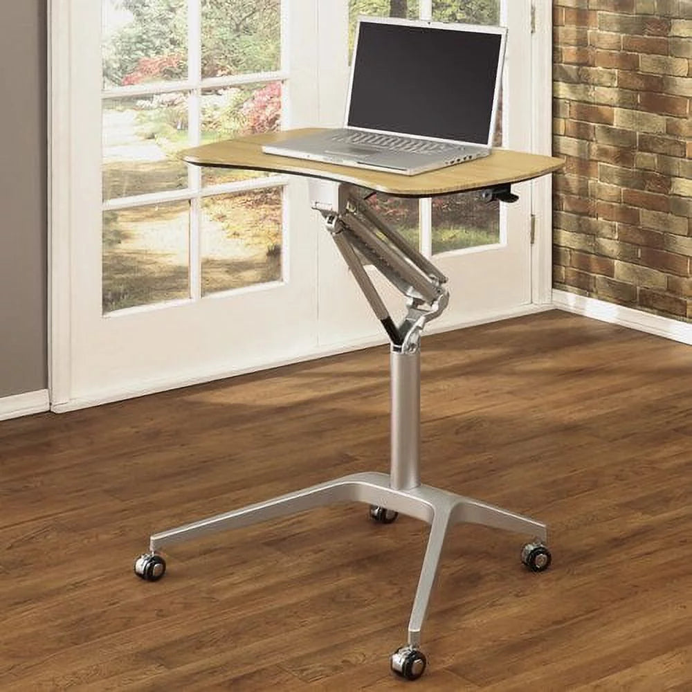 Height Adjustable Steel and Maple Mobile Desk Y7715