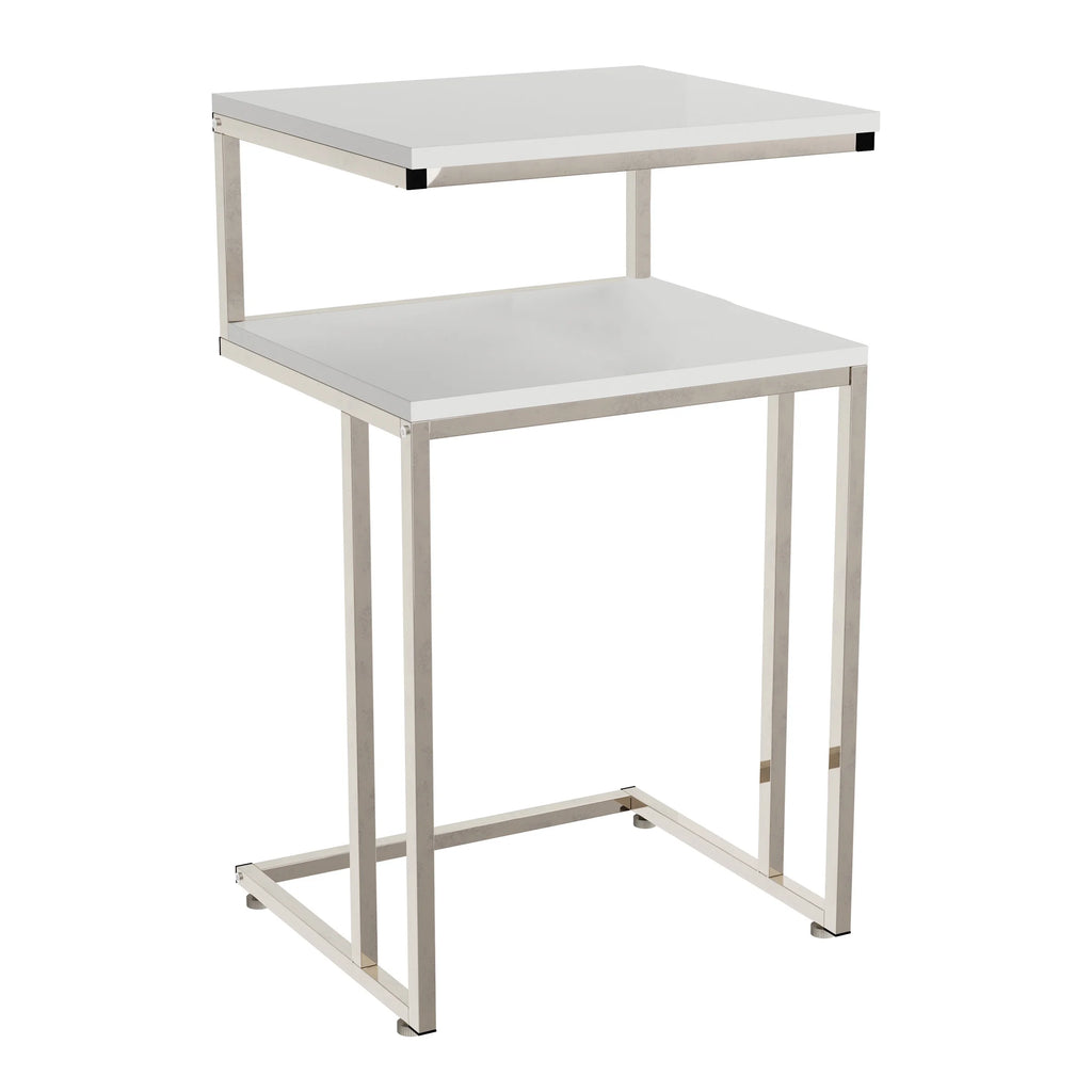 White 2-Tier C-Shaped Side Table X280157