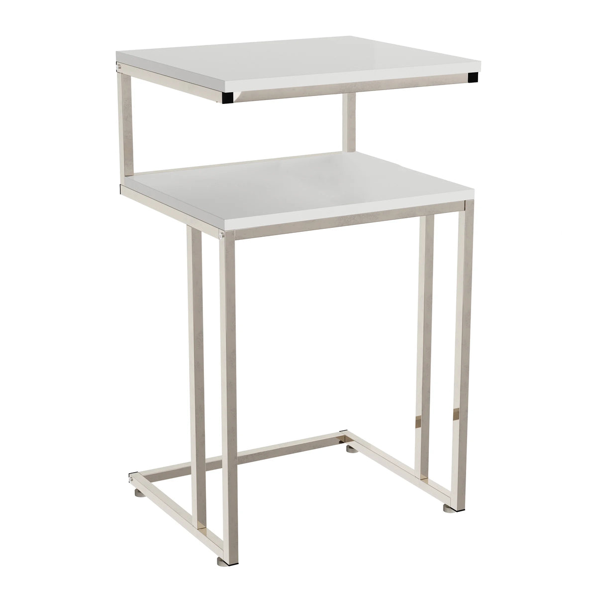 White 2-Tier C-Shaped Side Table X280157