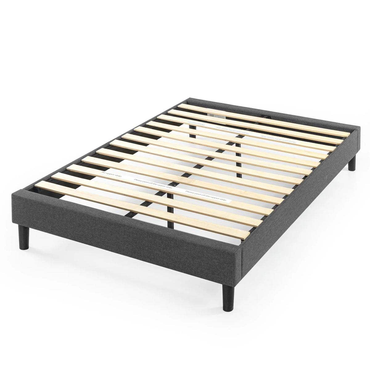 13" Upholstered Platform Bed Frame, Grey, Full E9267