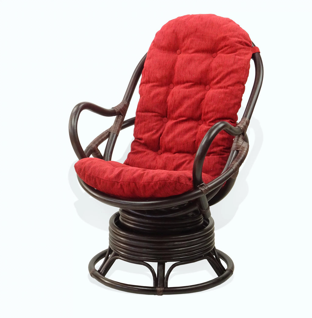 Natural Rattan Wicker Swivel Rocking Lounge Chair with Cushion U5543
