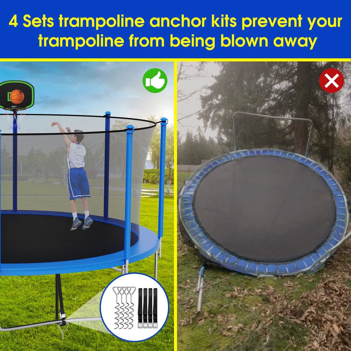 16FT Outdoor Trampoline with Basketball Hoop and Ladder A8390
