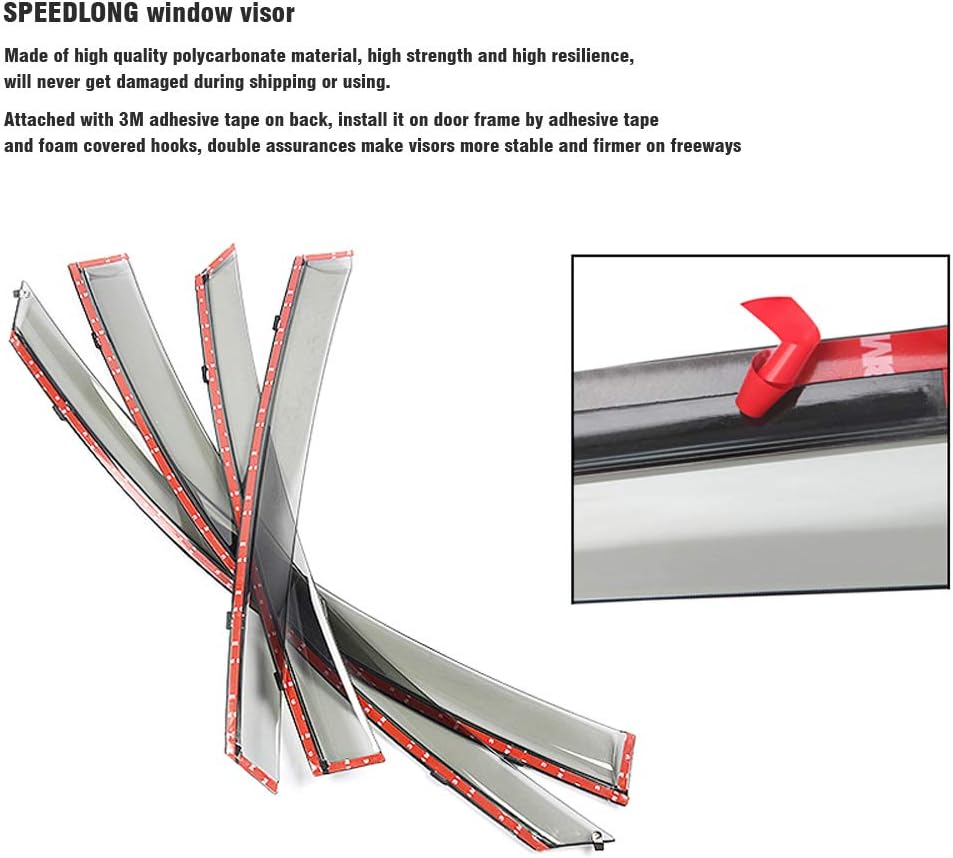 Car Window Visor Vent Shade Deflector Sun Rain Guards V85424