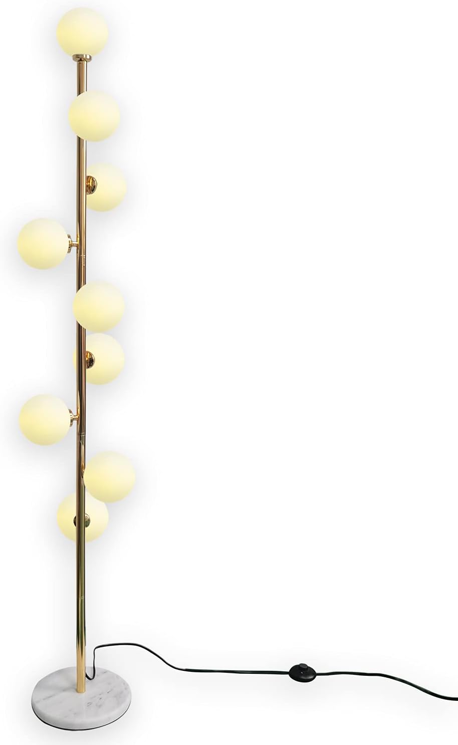 Modern Simplicity Floor Lamp with White Glass Ball Lampshade and Golden Metal Lamp Body G650111
