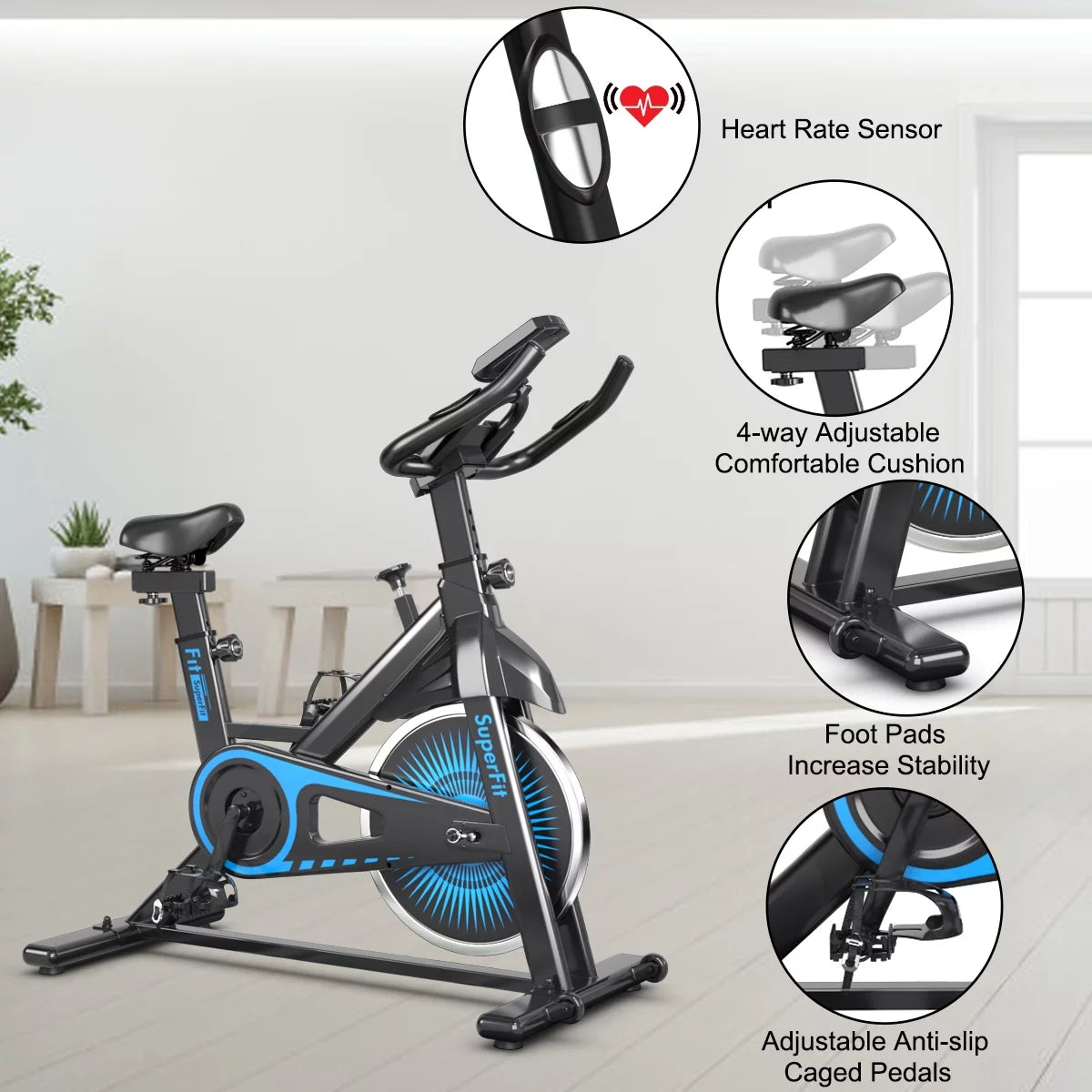 Indoor Cycling Stationary Bike Belt Drive Adjustable Resistance N650