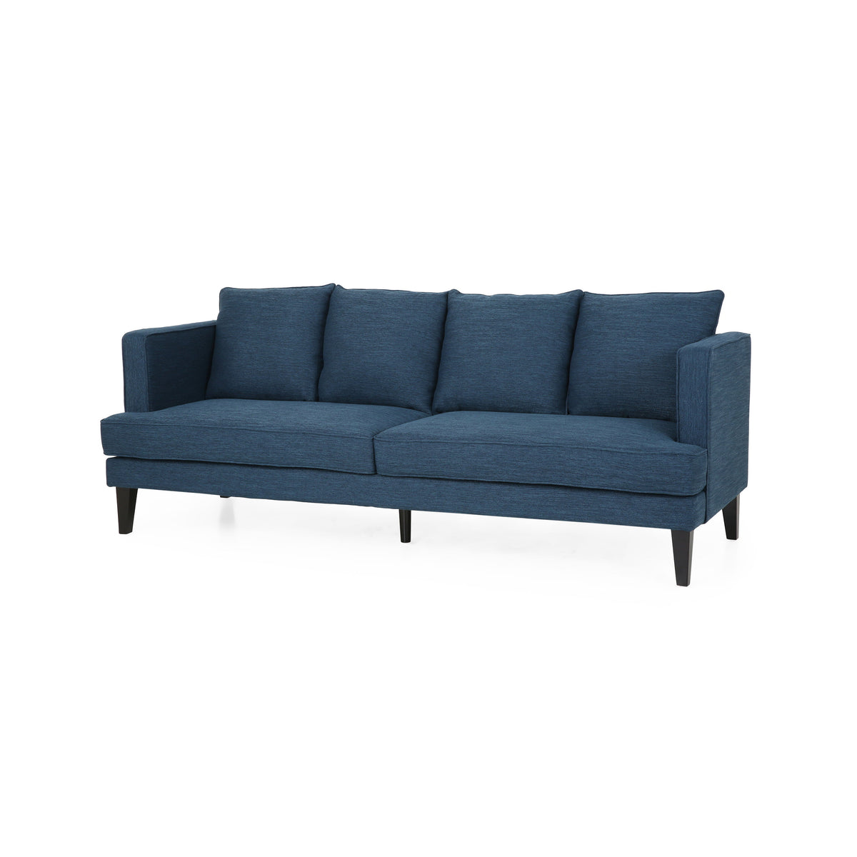 Navy Blue Fabric Sofa with Cushions U100626