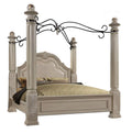 Antique White Solid Hardwood King Canopy Bed K7949