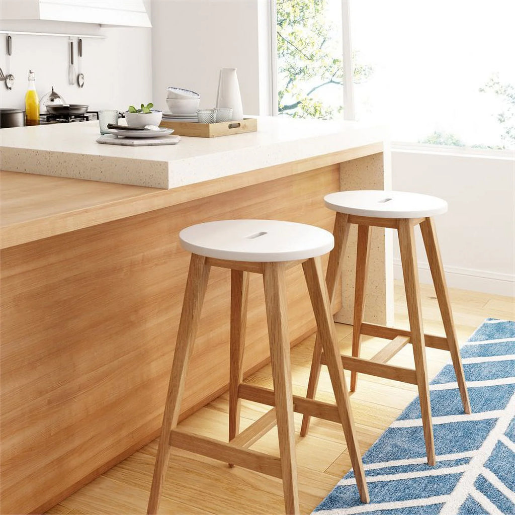 2 Piece Modern Wood Barstool Set I7426