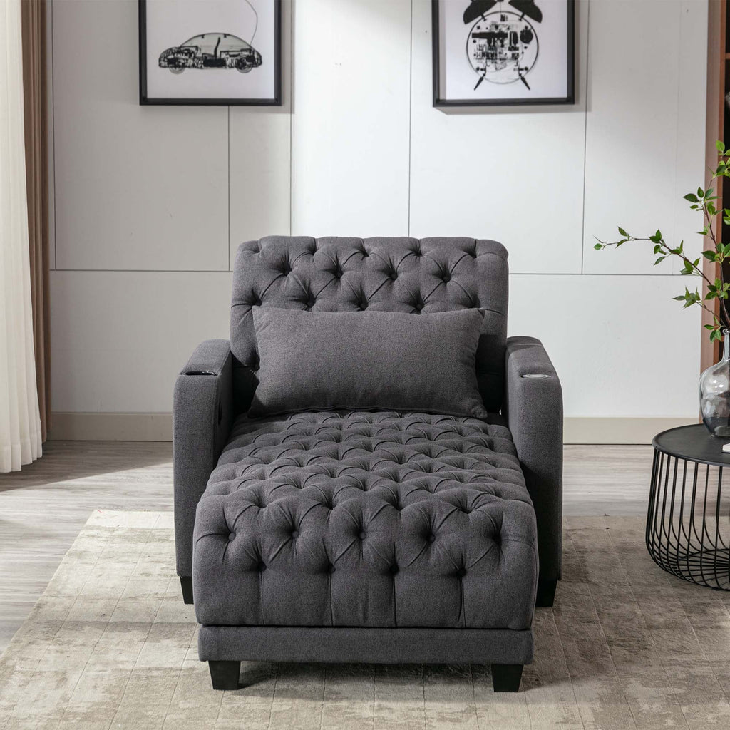 Gray 3 in 1 Sleeper Sofa with Pillow E77985