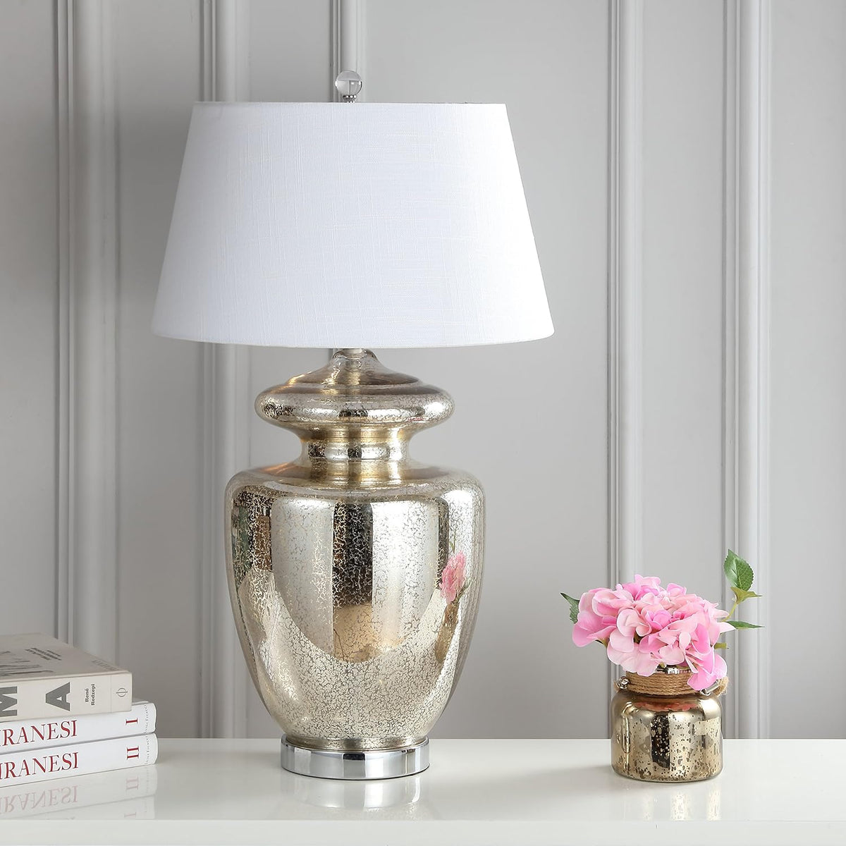Glass LED Table Lamp Mercury Silver Ivory H2112