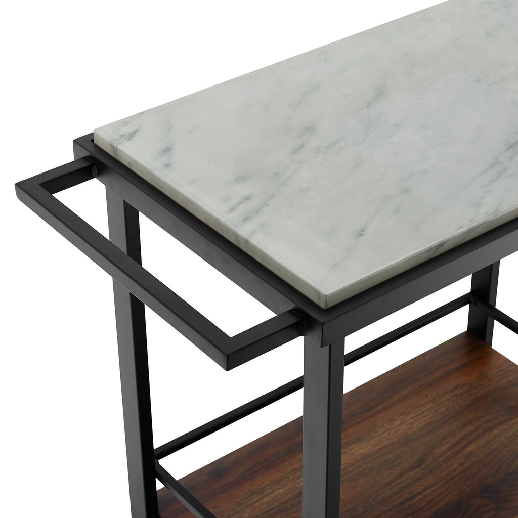34 inch Black Marble Serving Bar Cart S914