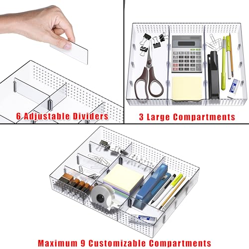 Black 2 Pack Drawer Organizer with 9 Adjustable Compartments L37868