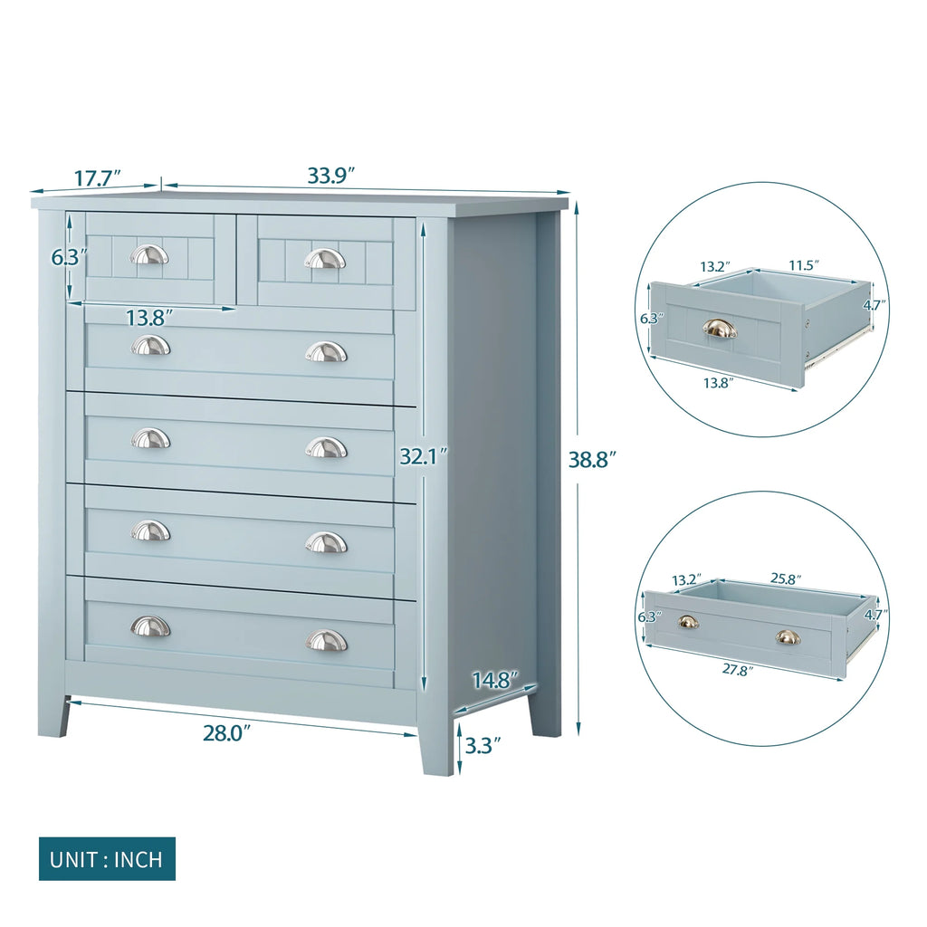 Antique Blue 4 Drawer Wooden Dresser V773170