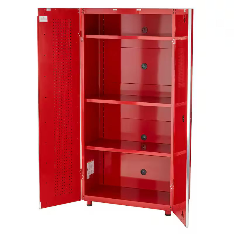 24-Gauge Steel Freestanding Garage Cabinet in Red L635426