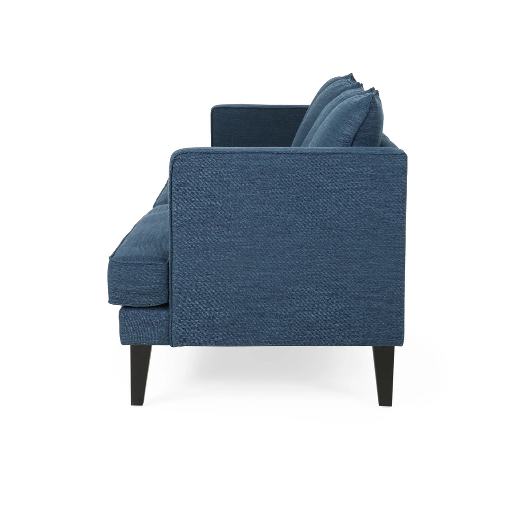 Navy Blue Fabric Sofa with Cushions U100626