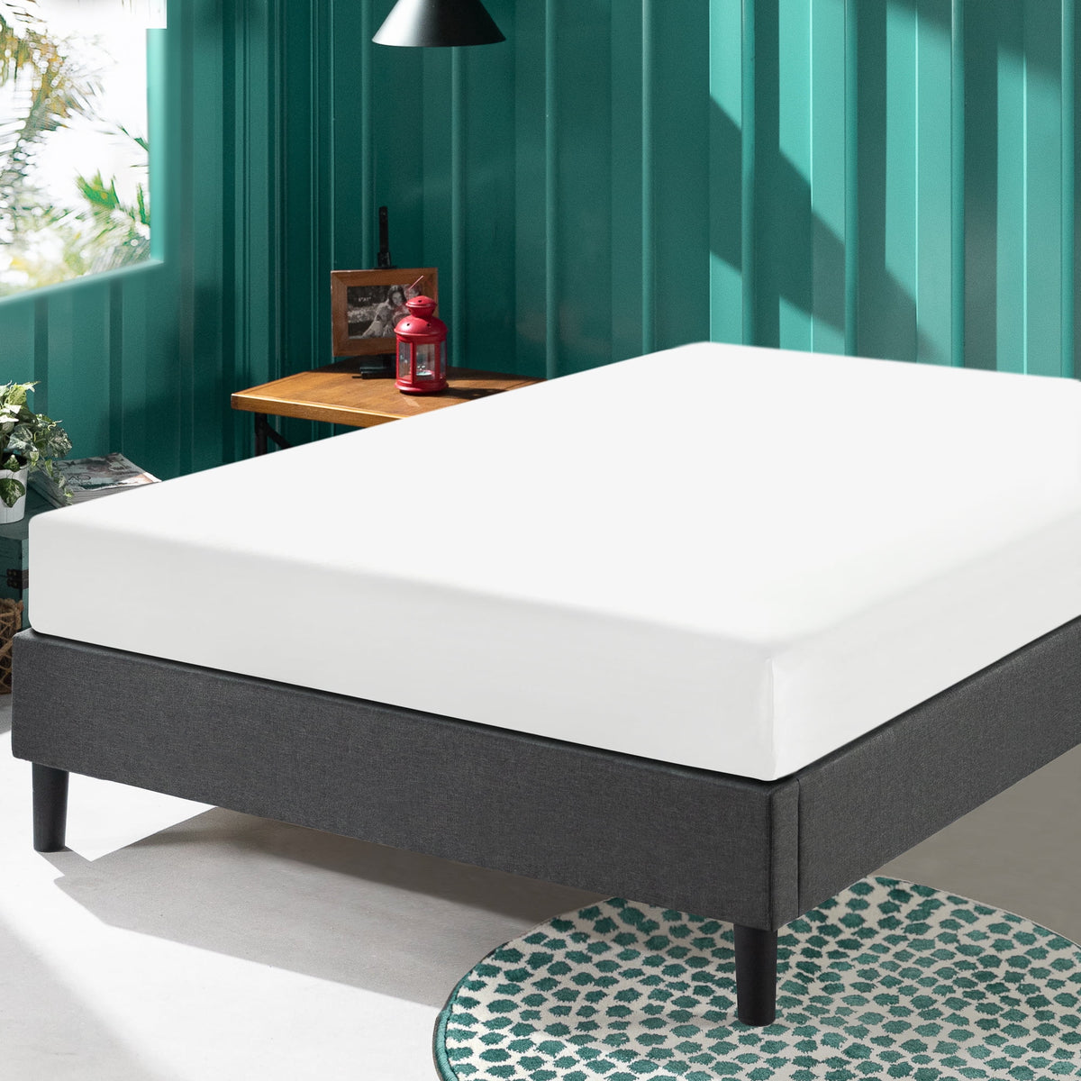 13" Upholstered Platform Bed Frame, Grey, Full E9267