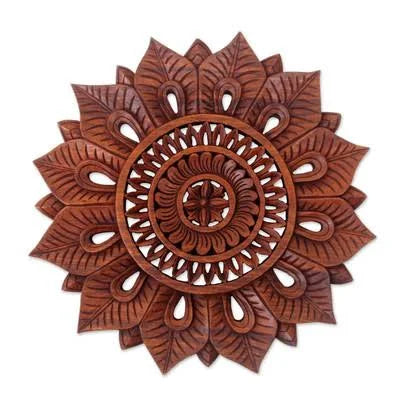 Hand Carved Wood Relief Panel Wall Décor B629