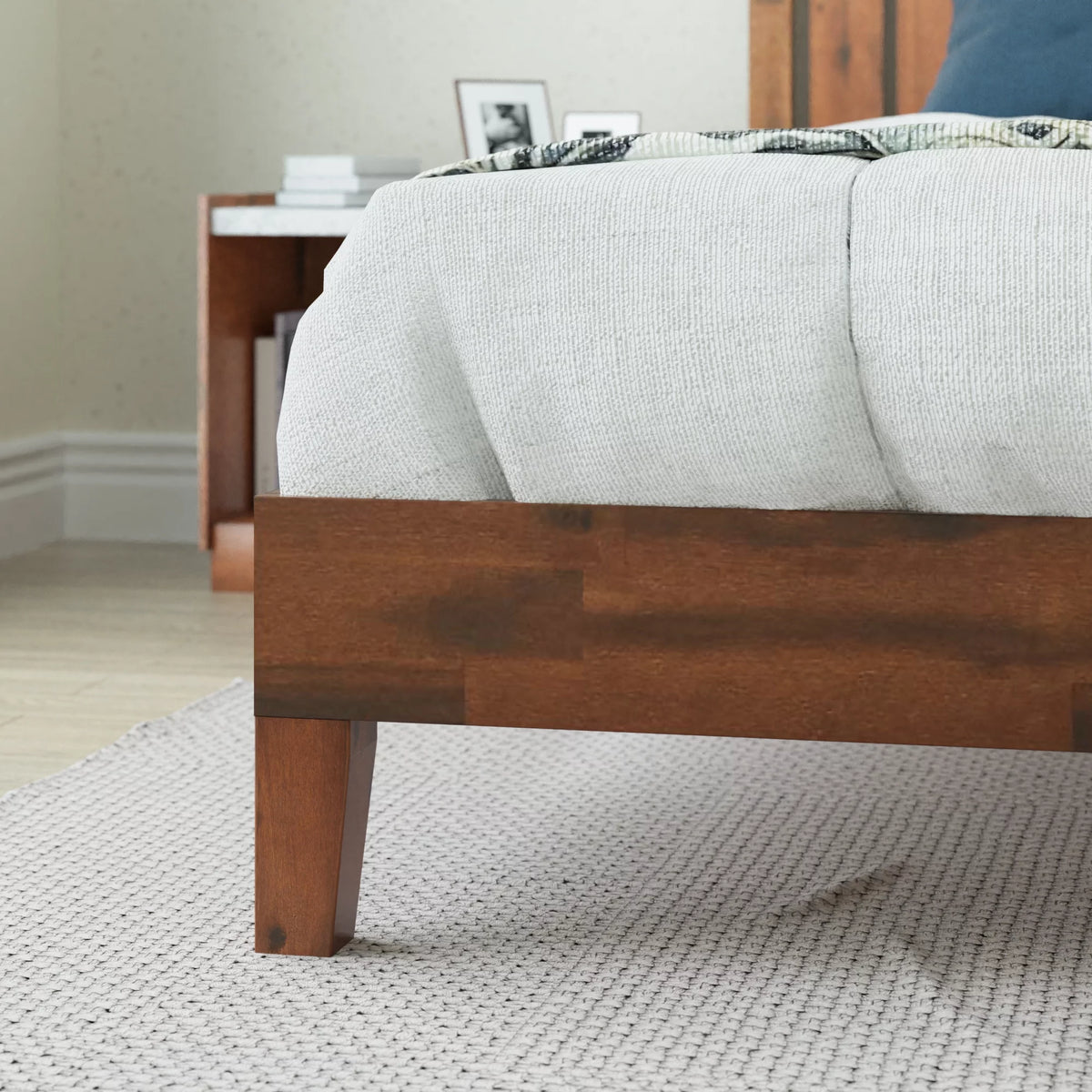 Queen Wood Platform Bed Frame with Headboard T4675