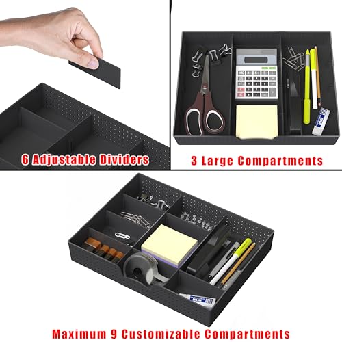 Black 2 Pack Drawer Organizer with 9 Adjustable Compartments L37868