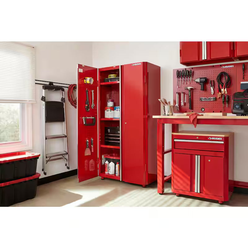 24-Gauge Steel Freestanding Garage Cabinet in Red L635426